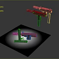 Three Mechanical Firearm Models Showcasing Barrel Magazine and Assembled Components