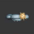Cartoon Blue Cloud With Smiling Face And Yellow Sun With Raindrops