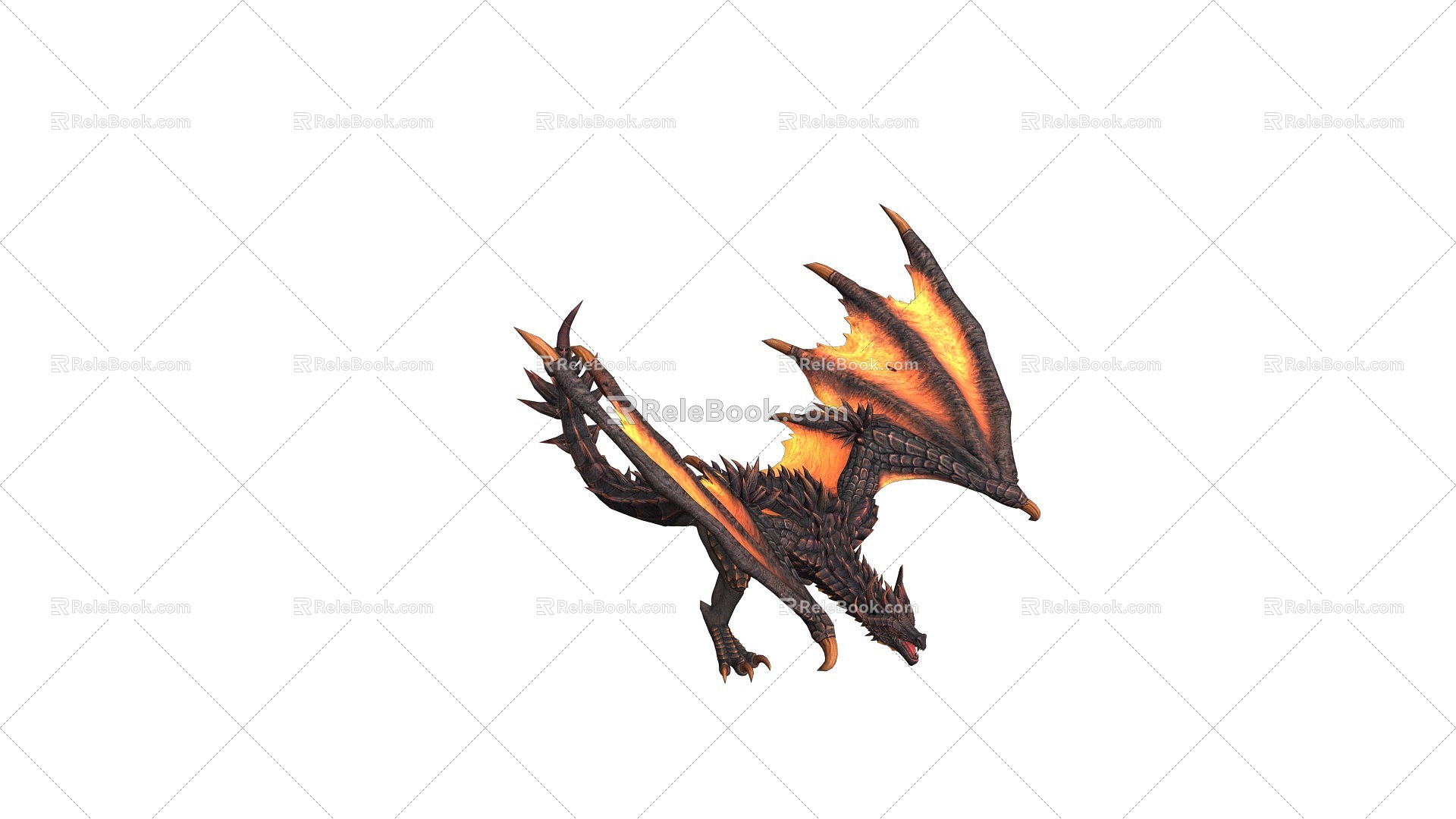 Dragon Animation bip Skeleton Binding Animation Source File Western Fire-breathing Dragon Action Material Net Disk Address 2018362092 3d model