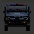 Blue SWAT Police Tactical Armored Vehicle With Red Blue Lights
