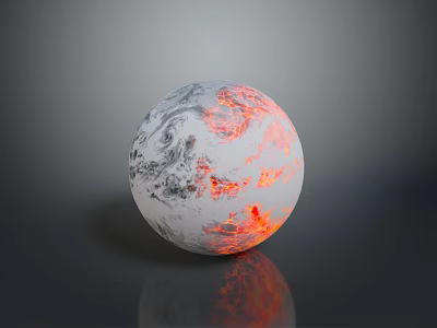 Abstract Textured Sphere Featuring Gray And Red Swirling Patterns On Dark Background 3d model