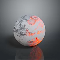 Abstract Textured Sphere Featuring Gray And Red Swirling Patterns On Dark Background 3d model