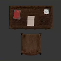 Traditional Wooden Desk And Chair With Stack Of Books Sheet Of Paper Candle And Candlestick