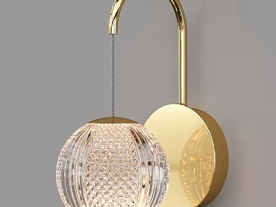 Modern Gold Wall Lamp Featuring Crystal Globe Shade and Round Base Design 3d model