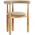 Modern Minimalist Single Chair With Dark Wooden Frame And Black White Patterned Cushion