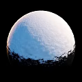 Snow Covered Black Object With White Snow Layer On Dark Background