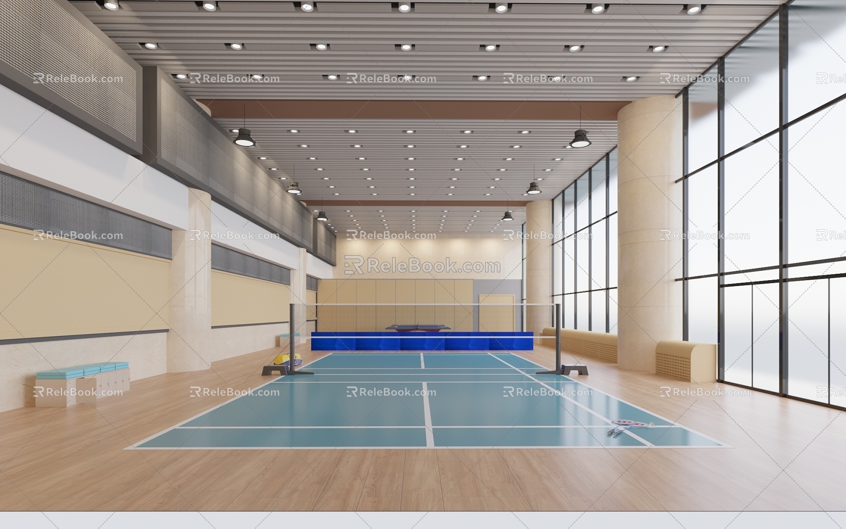 Modern tennis court 3d model