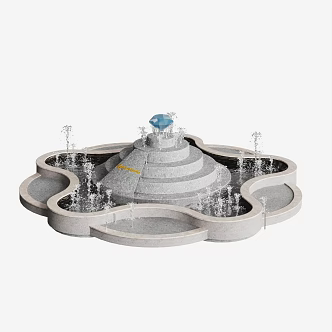 modern waterscape fountain 3d model