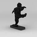 Tech Exhibition Hall Modern Black Abstract Sculpture Display on Black Base 3d model