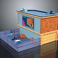 Detailed Miniature Construction Model With Brick Wall Fence Figure Dirt Pile And Tools