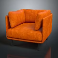 Modern Orange Fabric Single Sofa With Black Legs And Comfortable Cushions