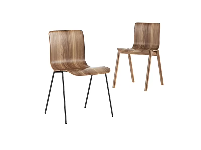 Modern Wooden Single Chair With Black Metal And Natural Wood Legs Design 3d model