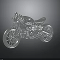 Silver Custom Motorcycle With Shiny Metallic Finish And Reflection On Black Surface 3d model