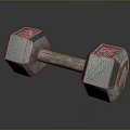 Vintage Metal Dumbbell Fitness Equipment With Textured Surface And Weight Markings