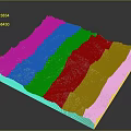 3D Mountainous Terrain Model With Snow Covered Peaks Green Valleys And Golden Ridges