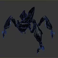 Black Mechanical Spider Creature With Sharp Multiple Limbs And Futuristic Design