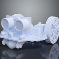 White 3D Designed Home Toy Vehicle With Round Components And Large Wheel