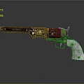 Vintage Engraved Revolver With Gold Accents And White Grips Isolated On Dark Background