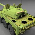 Detailed Green Armored Military Tank 3D Model With Long Cannon And Black Wheels