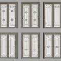 Various Design Sliding Doors With Metal Frames And Decorative Glass Patterns 3d model