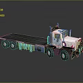 White Heavy Duty Flatbed Truck With Cab Large Tires And Loading Platform 3d model