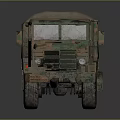 Military Truck With Camouflage Paint And Canvas Covered Cargo Area