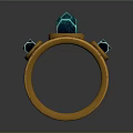 Elegant Gold Ring With Three Blue Faceted Gemstones And Vintage Design