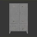 Black Metal Storage Cabinet With Double Doors And Lower Compartments