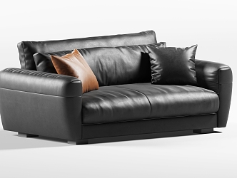 Italian Double Sofa Leather Sofa Office Sofa Living Room Sofa Module Sofa 3d model