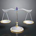 Ornate Scale with Winged Ends Purple Gem Top and Gold White Decorative Base