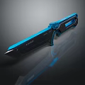 Sharp Modern Glock Tactical Knife With Blue Blade And Carbon Fiber Handle 3d model