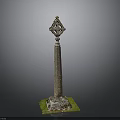 Intricate Stone Sculpture Carving With Ornate Top Design And Green Base