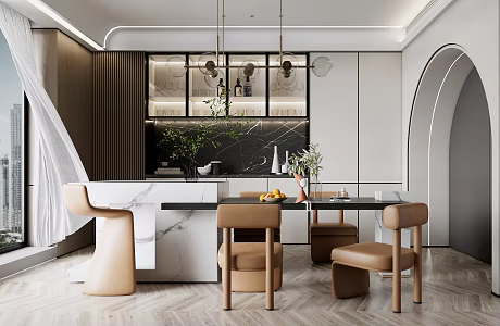 Modern Restaurant Simple Restaurant Dining Table and Chair Set 3d model