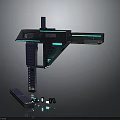 Futuristic Sci Fi Energy Weapon With Blue Glowing Accents And Modular Base Design