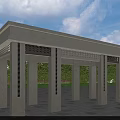 Modern White Pergola With Columns Lattice Design And Green Garden Surroundings