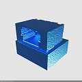 Blue Industrial Cube Structure With Stacked Cubes And Gray Metal Sides 3d model