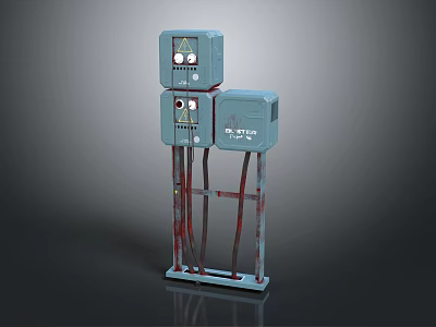 Blue Industrial Modular Furniture With Stacked Storage Units On Metal Frame 3d model