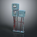 Blue Industrial Modular Furniture With Stacked Storage Units On Metal Frame