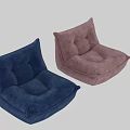 Soft Comfortable Single Sofa in Blue and Pink with Padded Seats 3d model