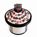 Round Cosmetic Display Shelf with Lipsticks Eye Shadows and Makeup Brushes for Retail Store