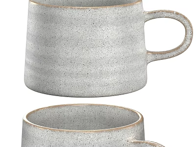 Two Gray Ceramic Mugs Tableware Set With Textured Surface For Home Kitchen 3d model