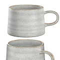 Two Gray Ceramic Mugs Tableware Set With Textured Surface For Home Kitchen