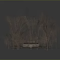 Vintage Diner Building With Dark Roof Sign And Surrounding Bare Trees In Snow
