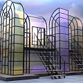 Modern Outdoor Playground Equipment With Colorful Glass Arch Structures Metal Frames And Stairs