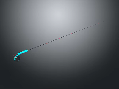 Lightweight Fishing Rod With Blue Handle And Durable Carbon Fiber Pole 3d model