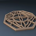 Decorative Intricate Golden Octagonal Carving With Openwork Floral And Geometric Pattern 3d model