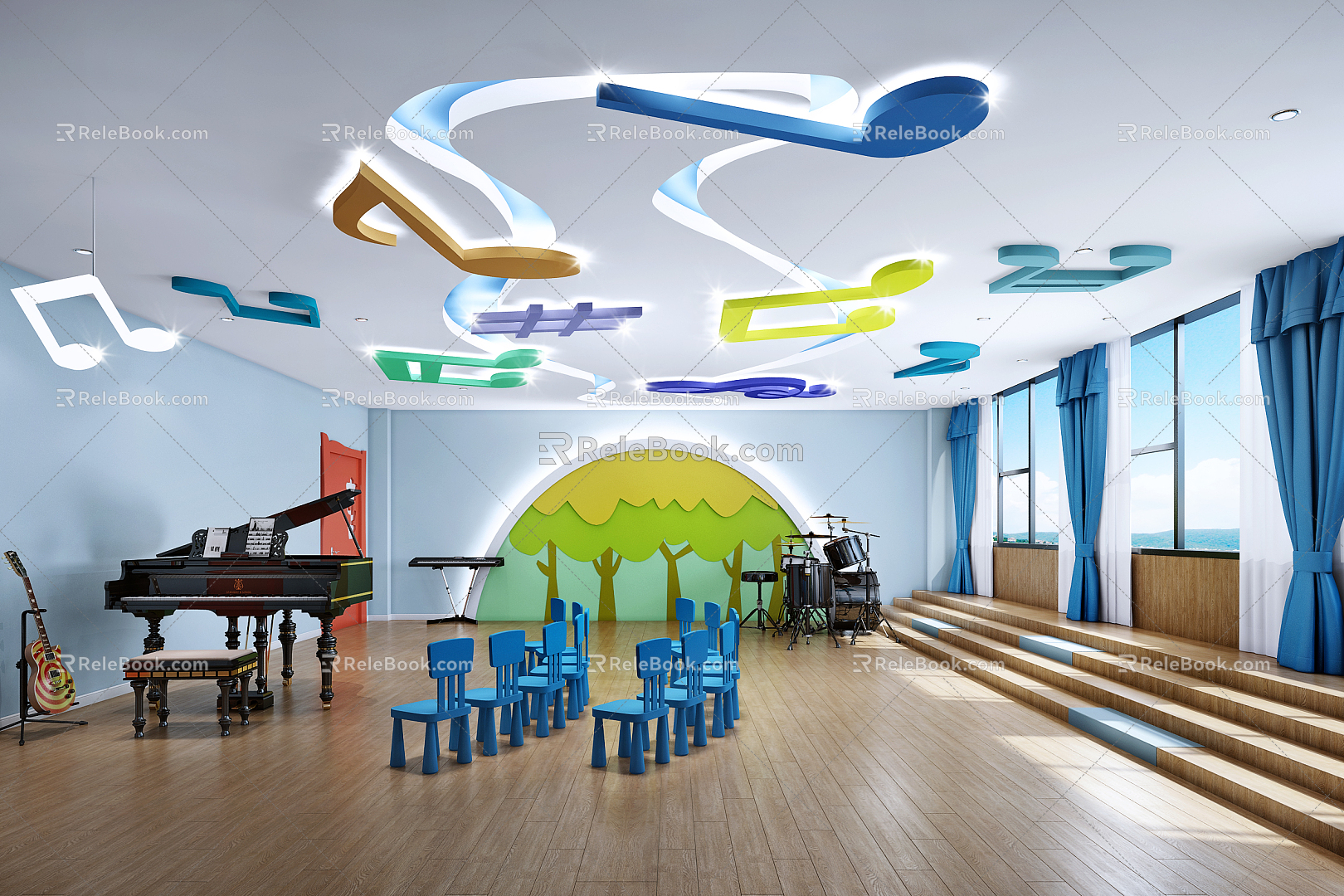 Modern Kindergarten Kindergarten Music Room 3d model