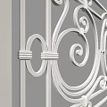 Classic Ornate Iron Railing with Intricate Scrollwork and Decorative Finial Posts 3d model