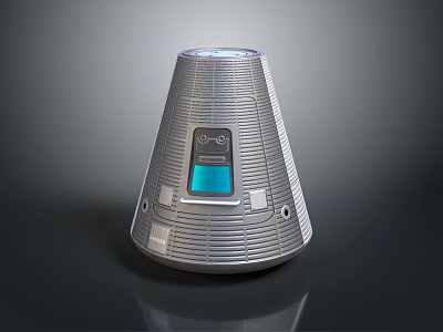 Smart Electronic Device Conical Silver Gray Design Top Illuminated Panel Blue Display With Control Buttons 3d model