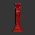 Elegant Red Evening Dresses On Two Mannequins With Decorative Accent And Sleek Design